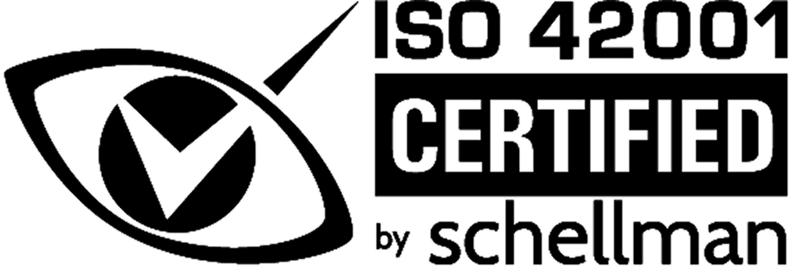 A logo showing a checkmark in a circle with the text 'ISO 42001 CERTIFIED by Schellman'.