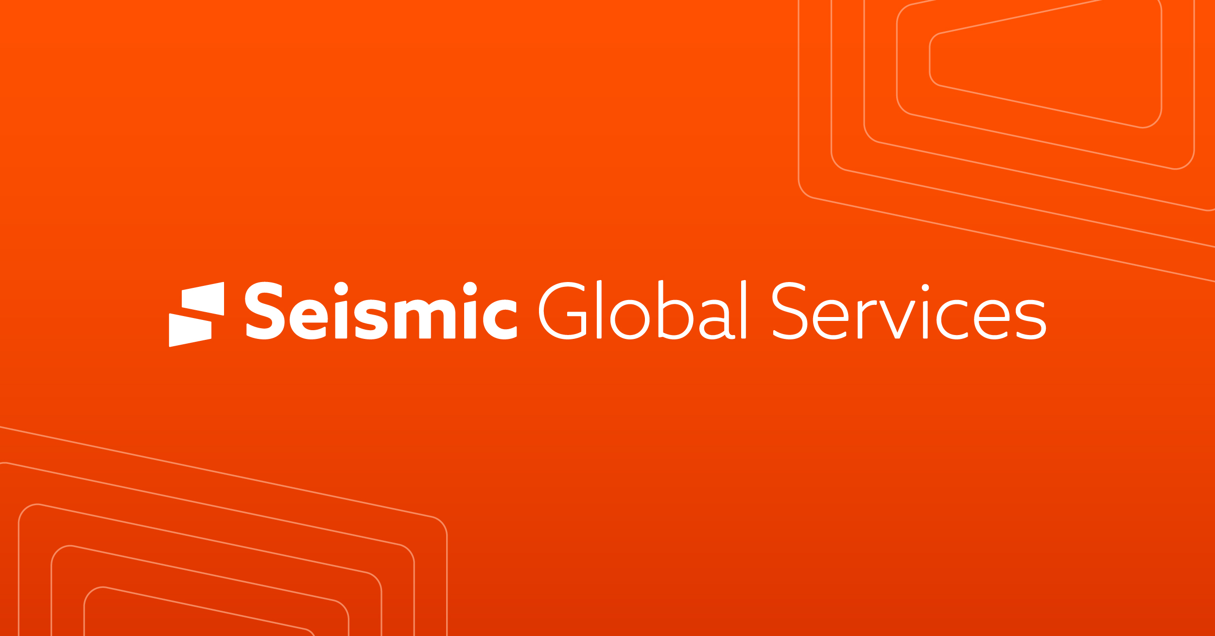 Orange-textured background with the text 'Seismic Global Services' in white font.